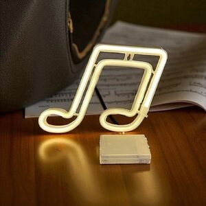 Bright White Musical Note Neon LED Light Sign Wall Decor Excellent Condition